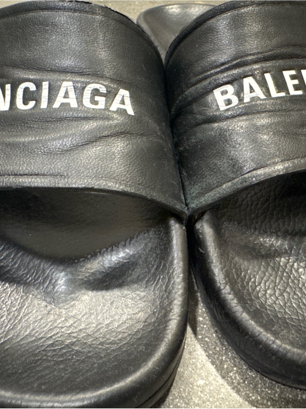 Balenciaga Black Logo Strap Slide Sandals